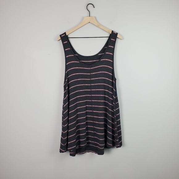 We the Free Grey Striped Garden Sleeveless Flared Tank Top Medium - Picture 7 of 8